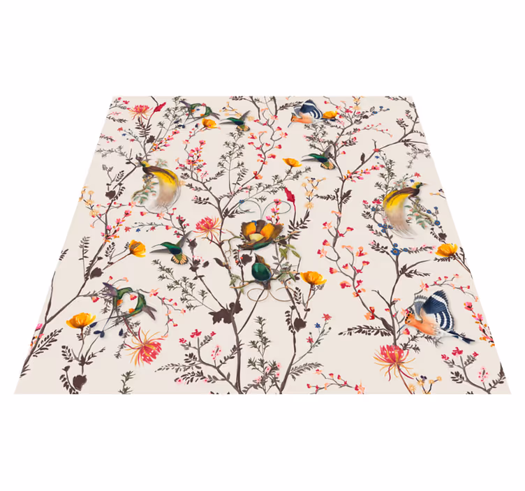 Tapis vinyle plantes et oiseaux botanique - TenStickers