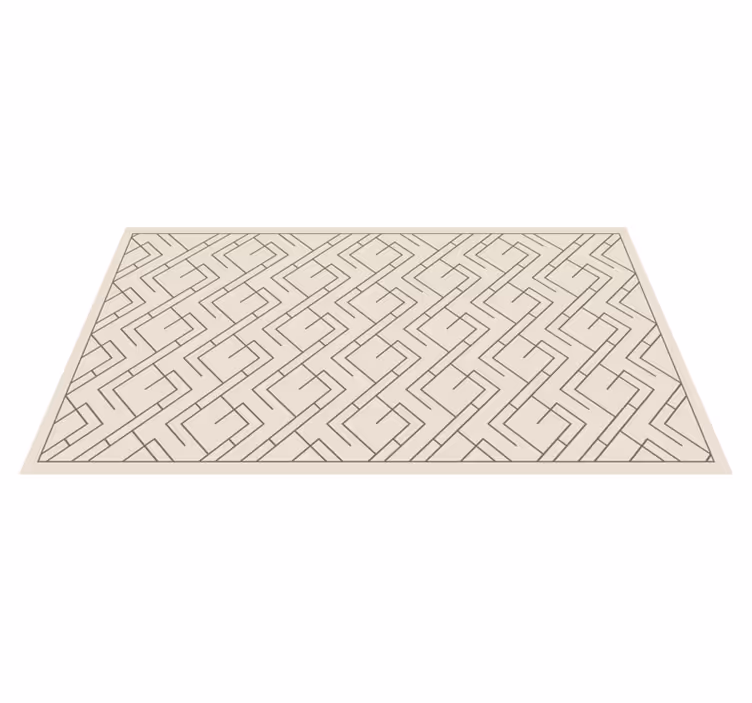 Tapis vinyle géométrique labyrinthe beige - TenStickers