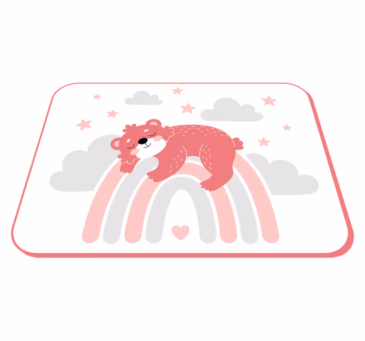 Tapis vinyle bébé arc-en-ciel ours endormi - TenStickers