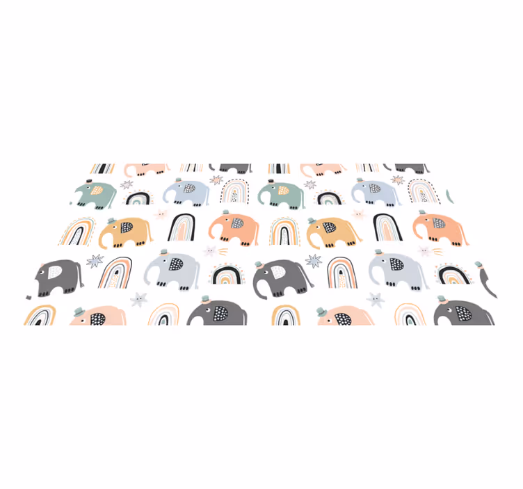 Tapis vinyle bébé charmant défilé d'éléphants - TenStickers
