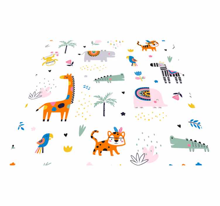 Tapis vinyle bébé thème de safari joyeux - TenStickers