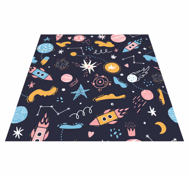 Tapis vinyle enfant aventure spatiale et cosmique - TenStickers