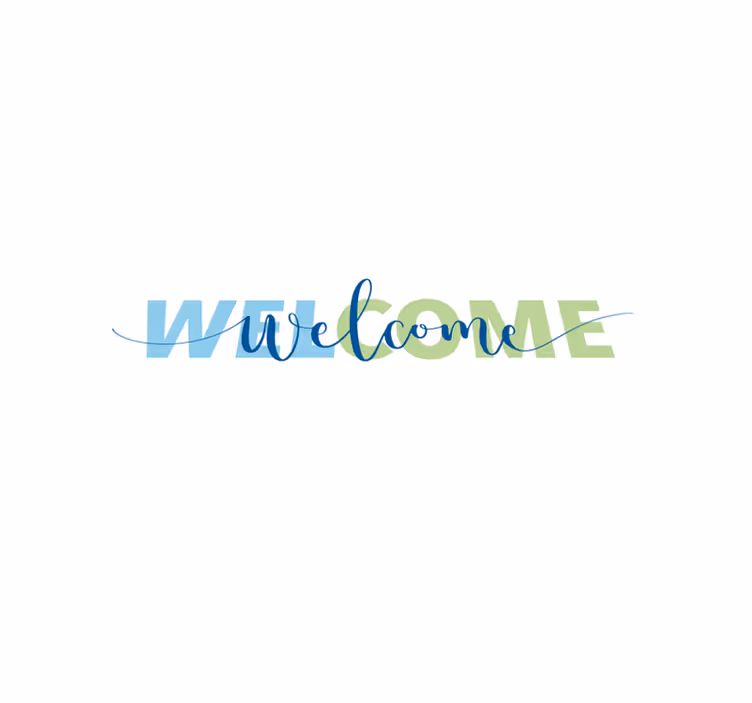 Tapis vinyle entrée texte de bienvenue en bleu et vert - TenStickers