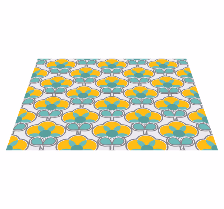 Tapis vinyle fleurs motif jaune et vert - TenStickers