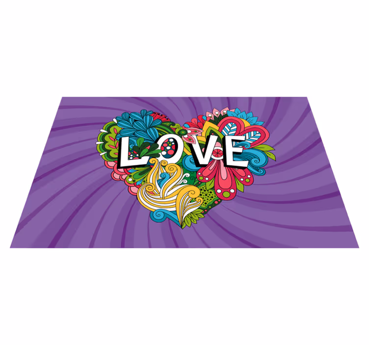Tapis vinyle citation Love illustration colorée - TenStickers