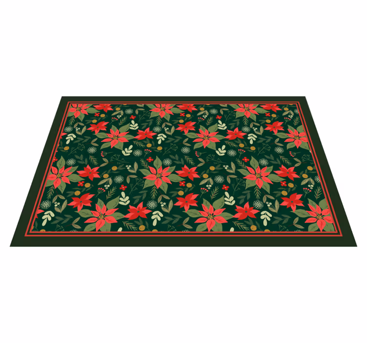 Tapis vinyle noël motif de poinsettia festif - TenStickers