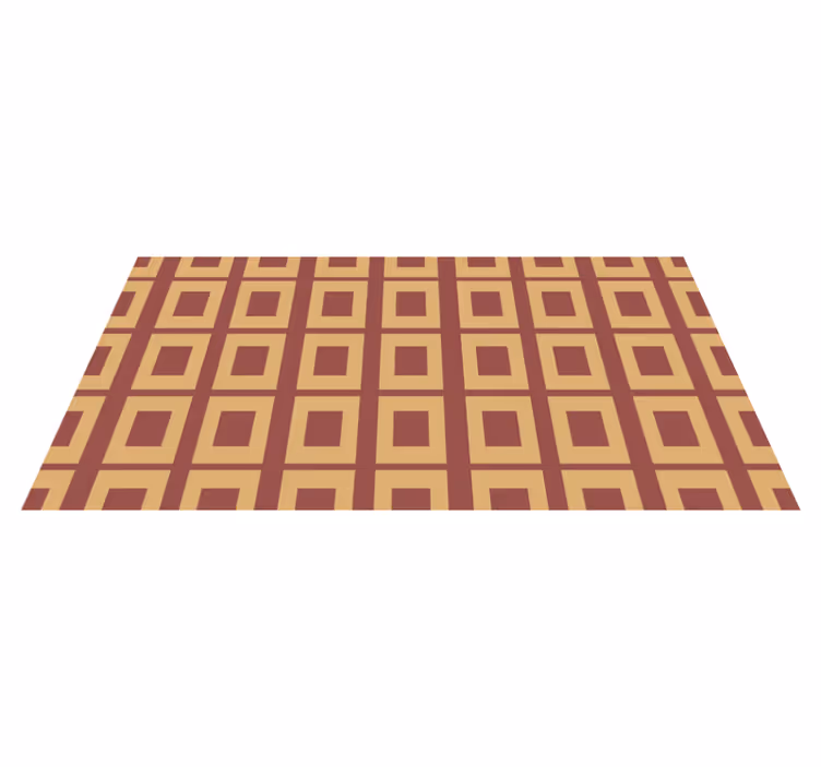Tapis vinyle géométrique rouge carrés jaunes - TenStickers