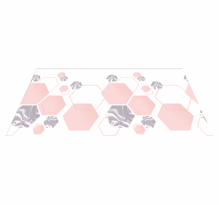 Tapis vinyle mosaïque hexagones effet marbre et rose - TenStickers