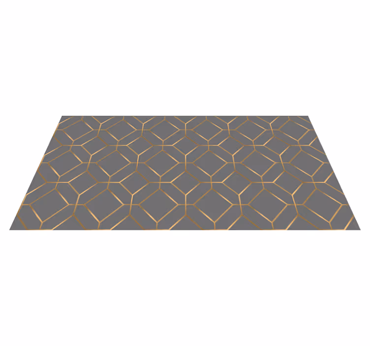 Tapis vinyle géométrique hexagones superposés effet doré - TenStickers