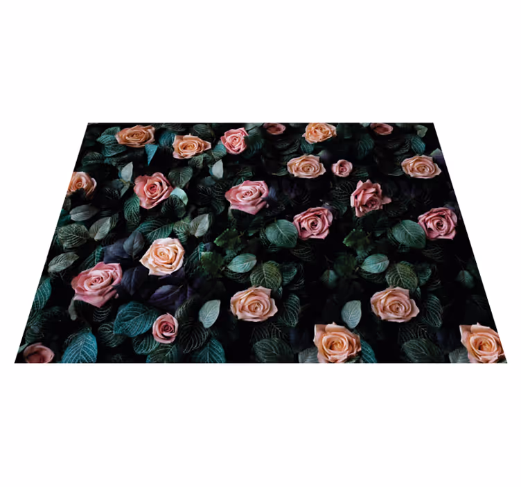 Tapis vinyle fleurs motif rosier - TenStickers