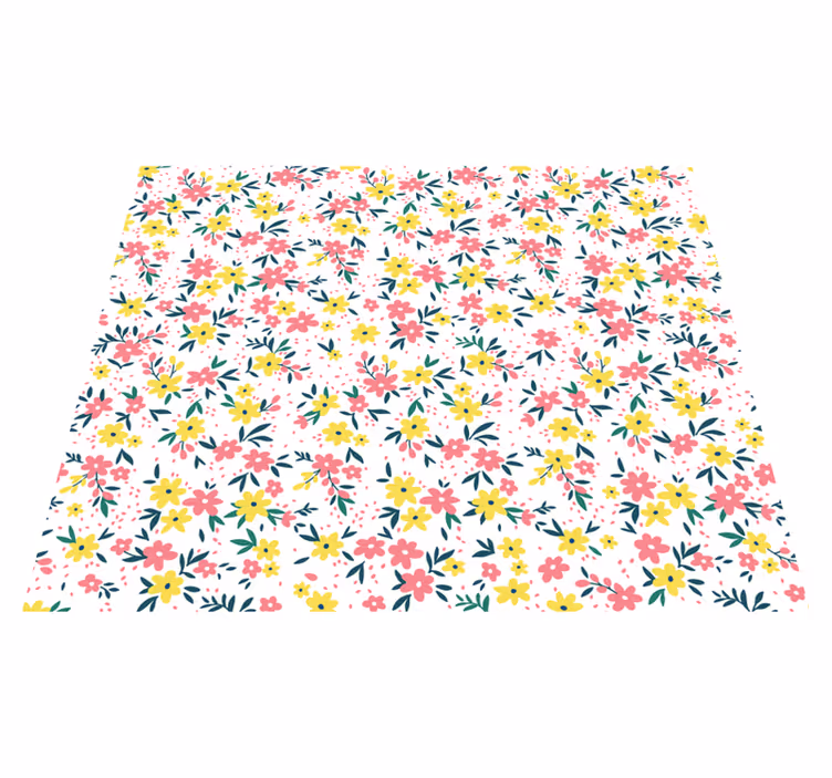 Tapis vinyle fleurs de printemps roses et jaunes - TenStickers