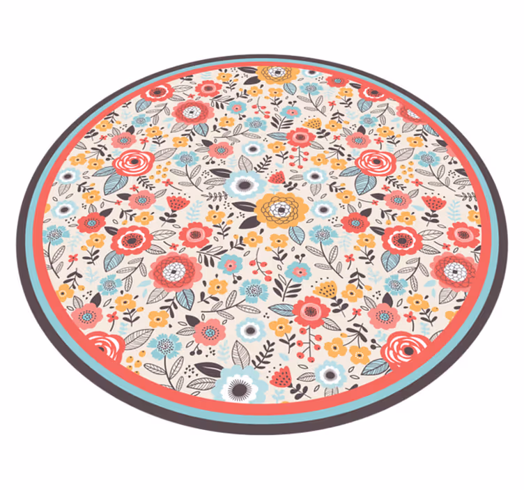 Tapis vinyle plantes motif circulaire floral - TenStickers