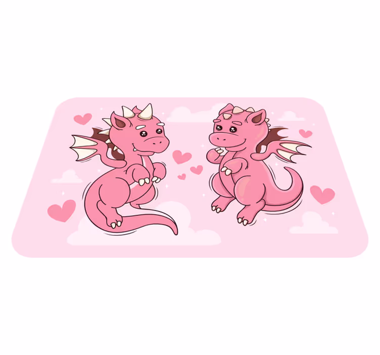 Tapis vinyle enfant trio de dragons roses - TenStickers