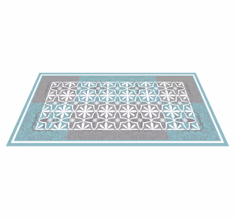 Tapis vinyle carreaux de ciment bleu et gris élégant - TenStickers
