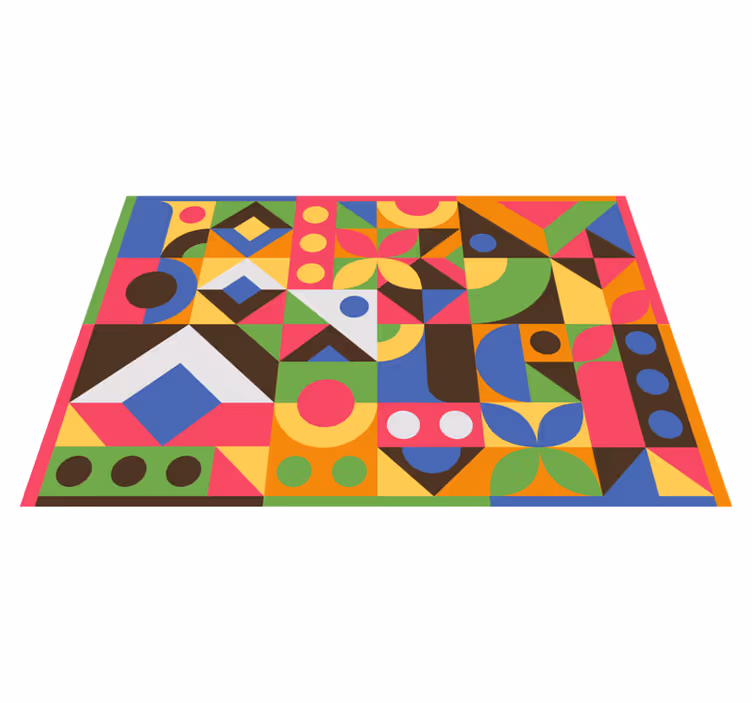 Tapis vinyle géométrique coloré et rétro - TenStickers