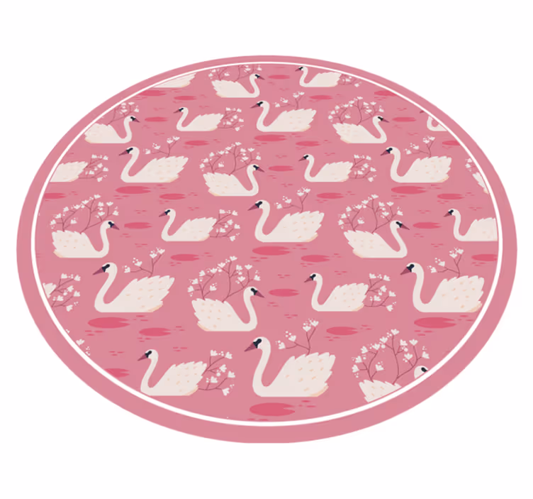 Tapis vinyle salle de bain cygnes roses - TenStickers
