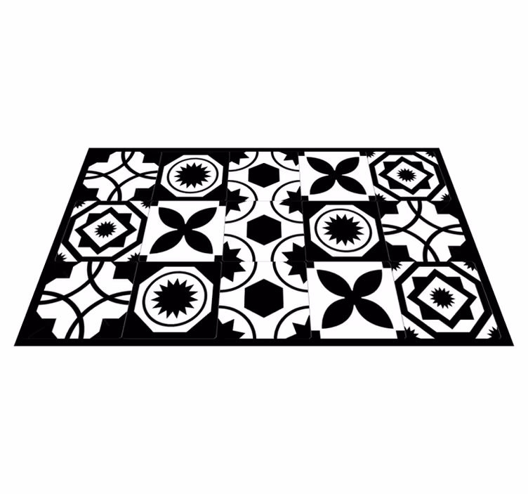 Tapis vinyle carreaux de ciment noir et blanc - TenStickers