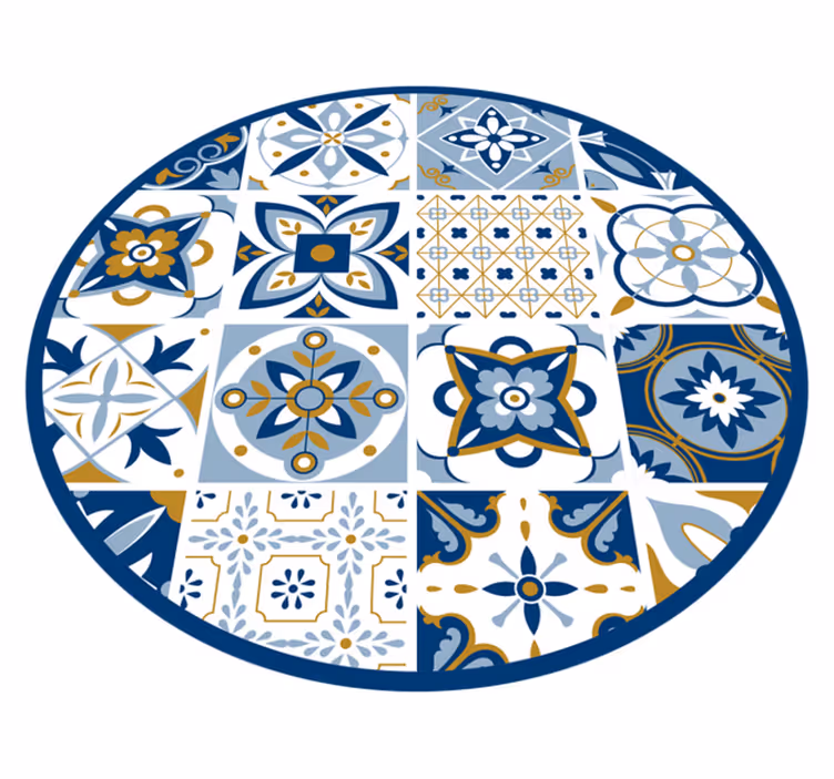Tapis vinyle carreaux de ciment modèle de tuile circulaire - TenStickers