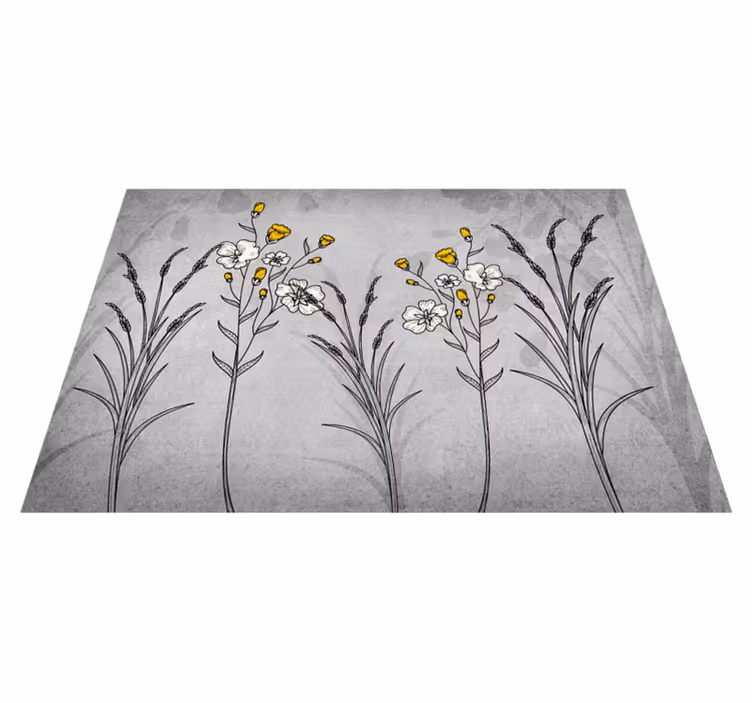 Tapis vinyle plantes détail de croquis floral - TenStickers