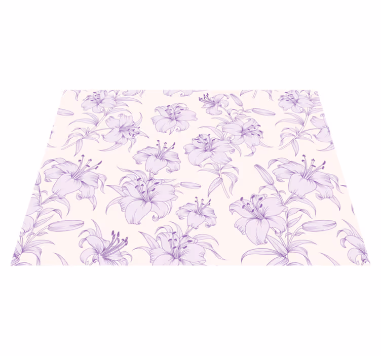 Tapis vinyle plantes motif floral lilas - TenStickers
