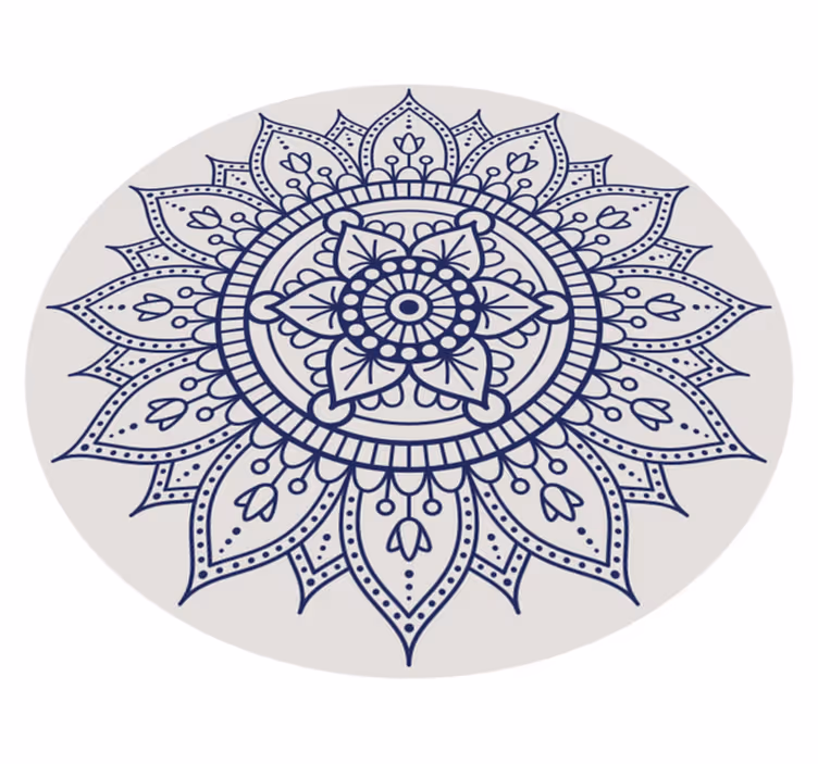 Tapis vinyle rond salon motif mandala bleu - TenStickers