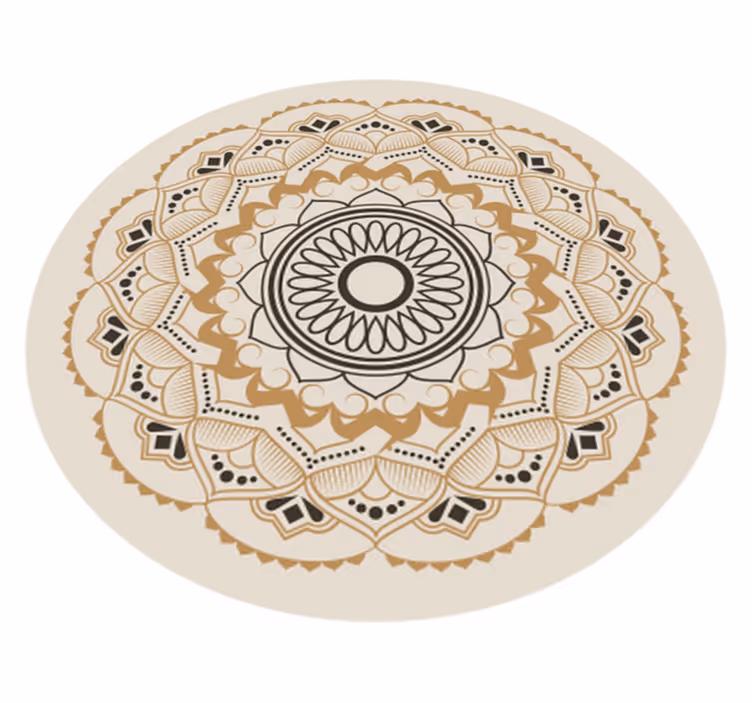 Tapis vinyle mandala rond beige - TenStickers
