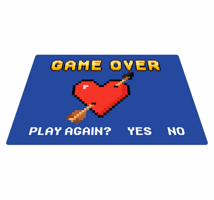 Tapis vinyle citation Game Over pixelisé avec coeur - TenStickers