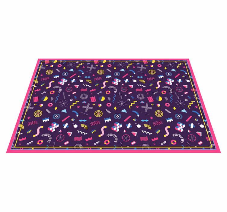 Tapis vinyle géométrique motif formes géométriques rétro - TenStickers