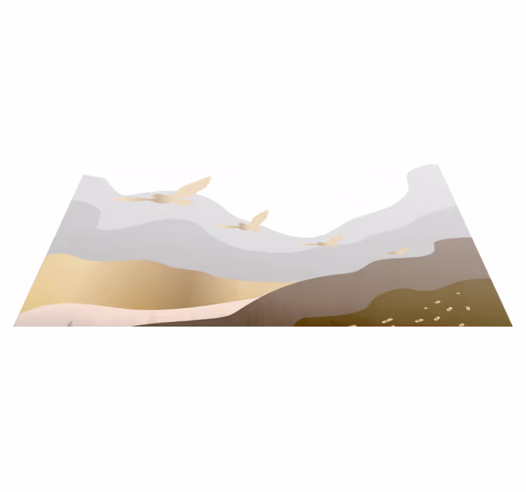 Tapis vinyle animal silhouettes oiseaux et montagnes - TenStickers