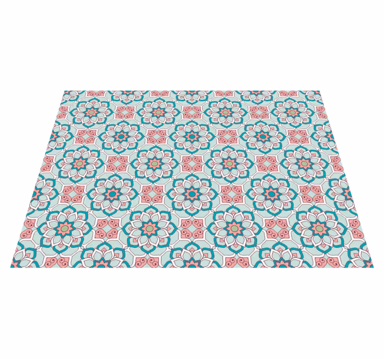 Tapis vinyle carreaux de ciment motif floral pastel - TenStickers