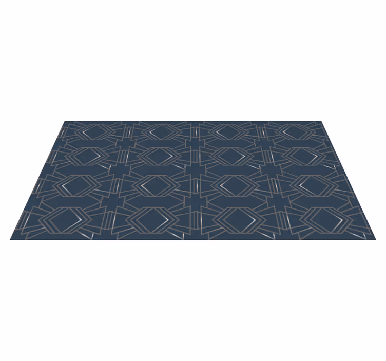 Tapis vinyle géométrique motif géométrique bleu et argenté - TenStickers