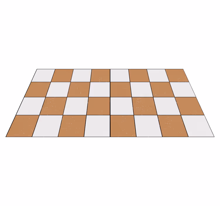 Tapis vinyle cuisine carreaux damier blanc et beige foncé - TenStickers