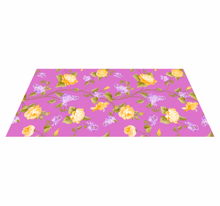 Tapis vinyle plantes motif fleurs épanouies - TenStickers