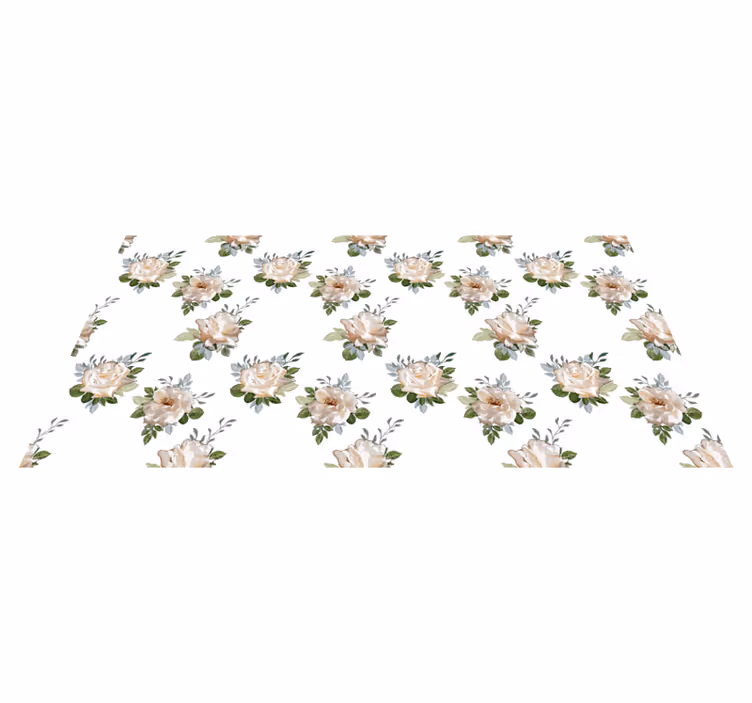 Tapis vinyle plantes blanc motif à fleurs - TenStickers