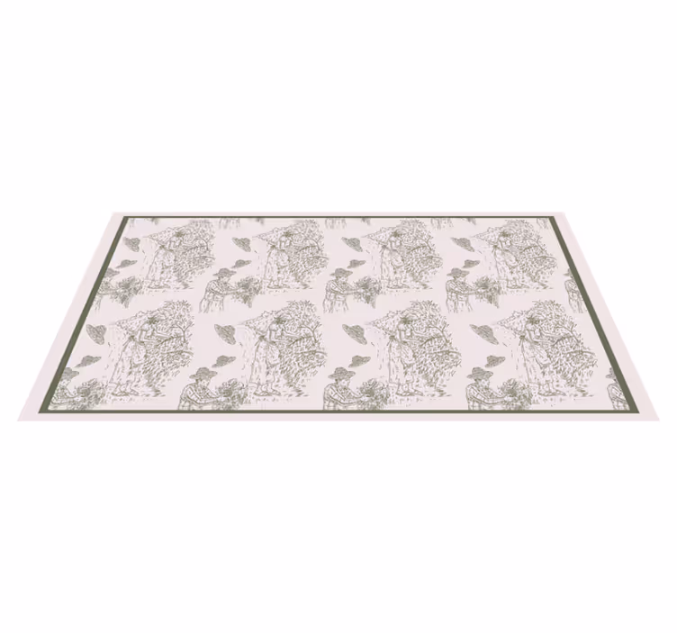 Tapis vinyle vintage croquis de jungle monochrome - TenStickers