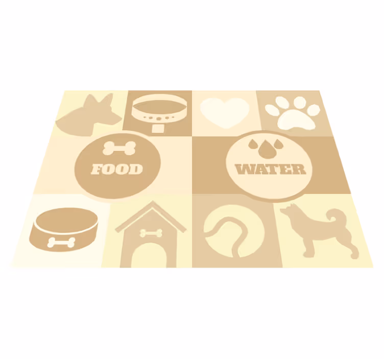 Tapis vinyle beige animal chien eau et nourriture - TenStickers