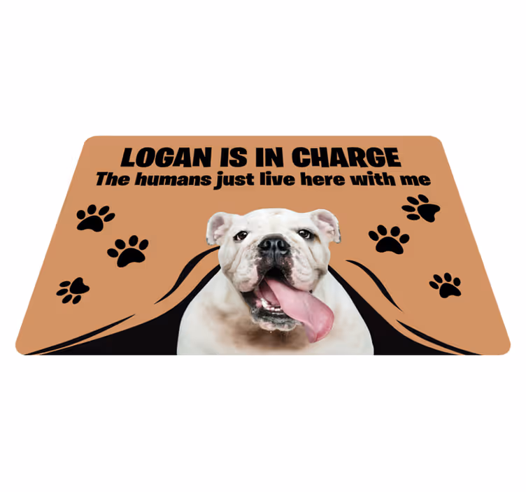 Tapis vinyle entrée animal photo et nom personnalisé anglais - TenStickers