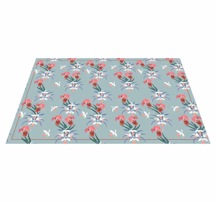 Tapis vinyle salon motif orchidées - TenStickers