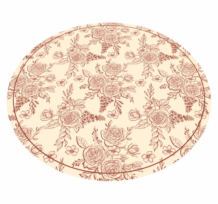 Tapis vinyle motif floral style Toile de Jouy - TenStickers