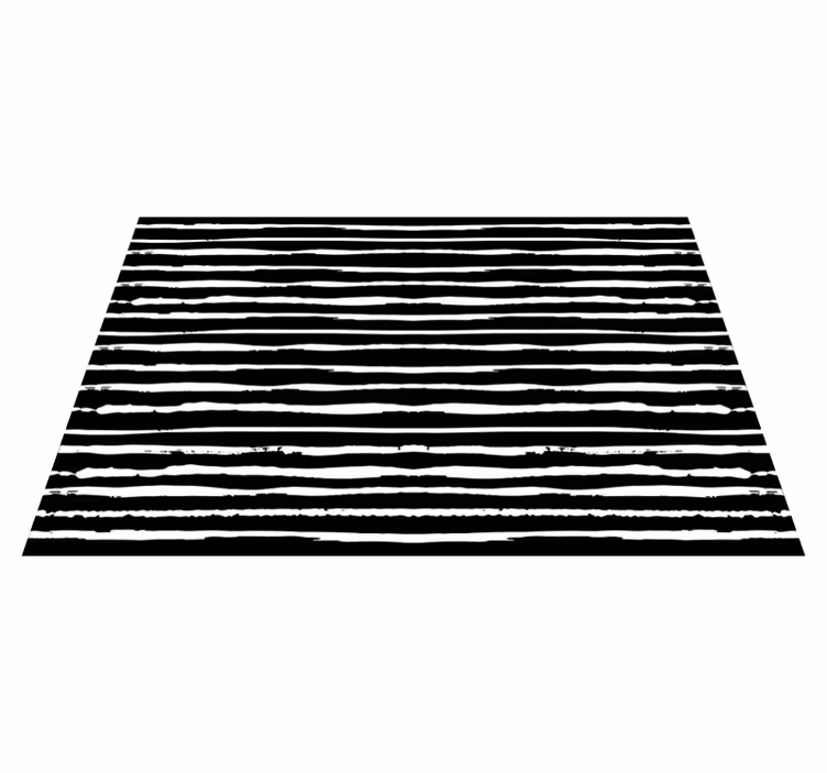 Tapis vinyle lignes asymétriques noir et blanc - TenStickers