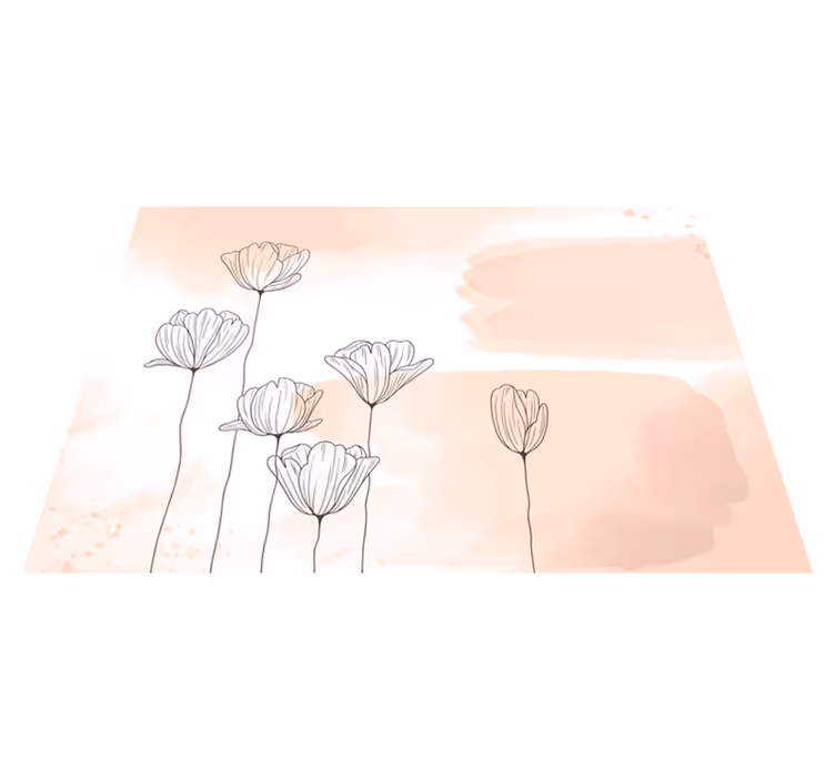 Tapis vinyle fleurs aquarelle lignes noires - TenStickers