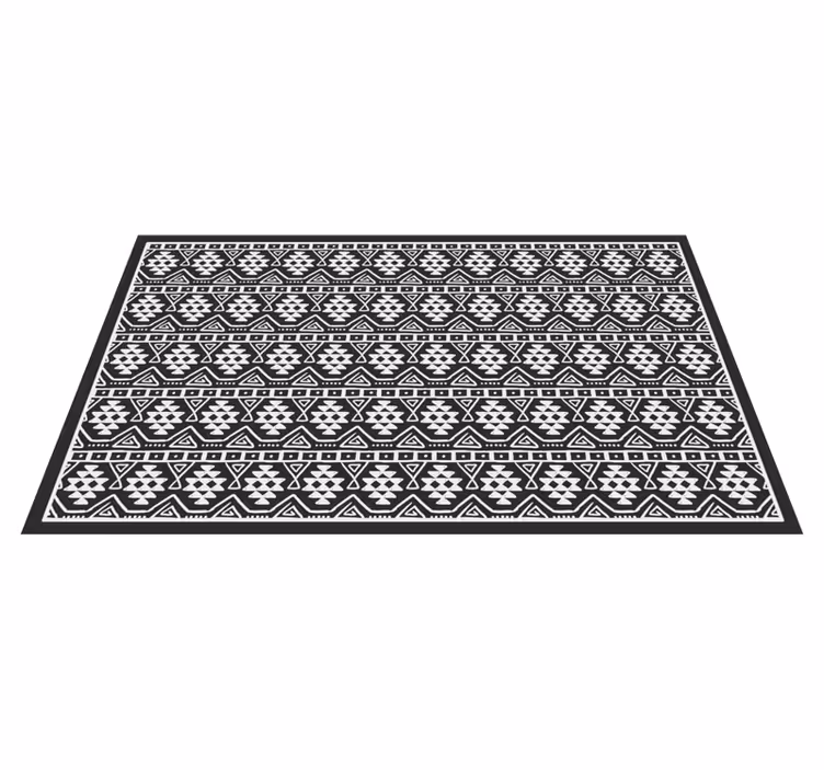 Tapis vinyle design noir et blanc bohémiens - TenStickers