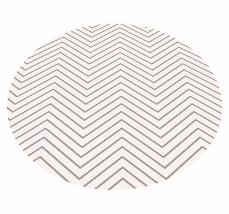Tapis vinyle salle à manger rond lignes en zigzags gris - TenStickers