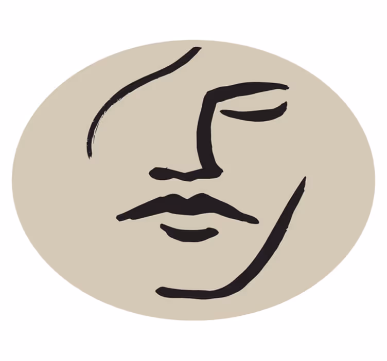 Tapis vinyle moderne beige dessin de visage - TenStickers