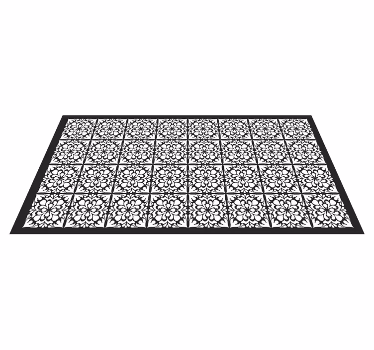 Tapis vinyle cuisine carrelage gothique noir et blanc - TenStickers