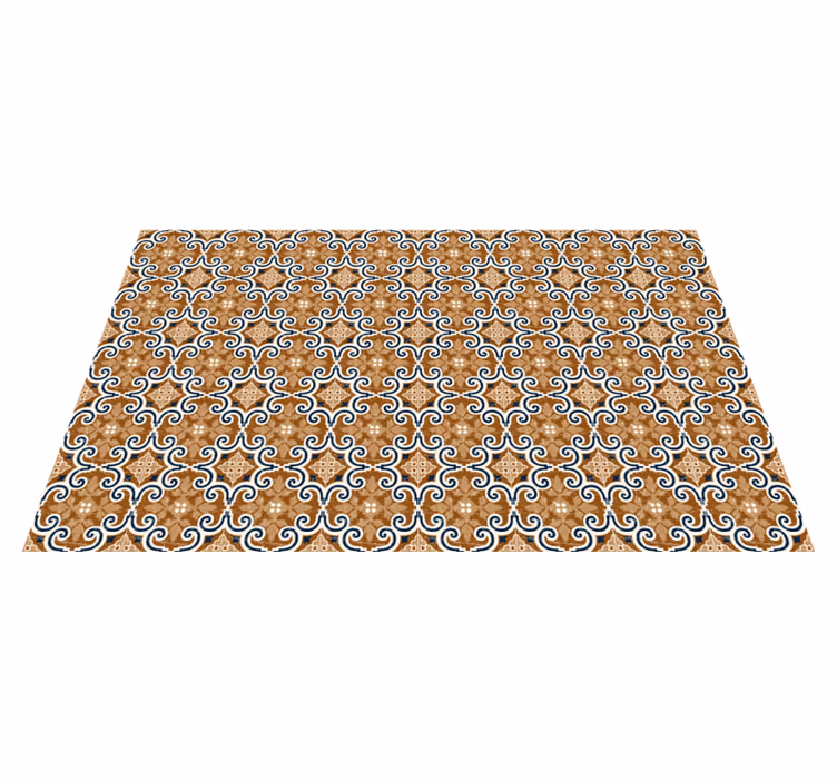 Tapis vinyle cuisine carreaux ciment marron - TenStickers