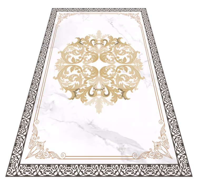 Tapis vinyle salon style baroque motif doré - TenStickers