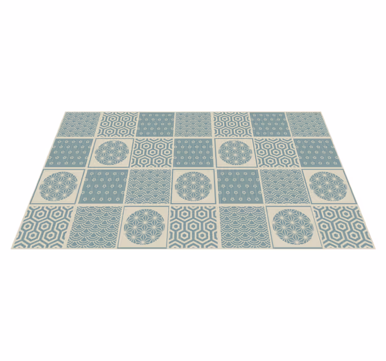 Tapis vinyle carreaux de ciment blocs à motifs géométriques - TenStickers