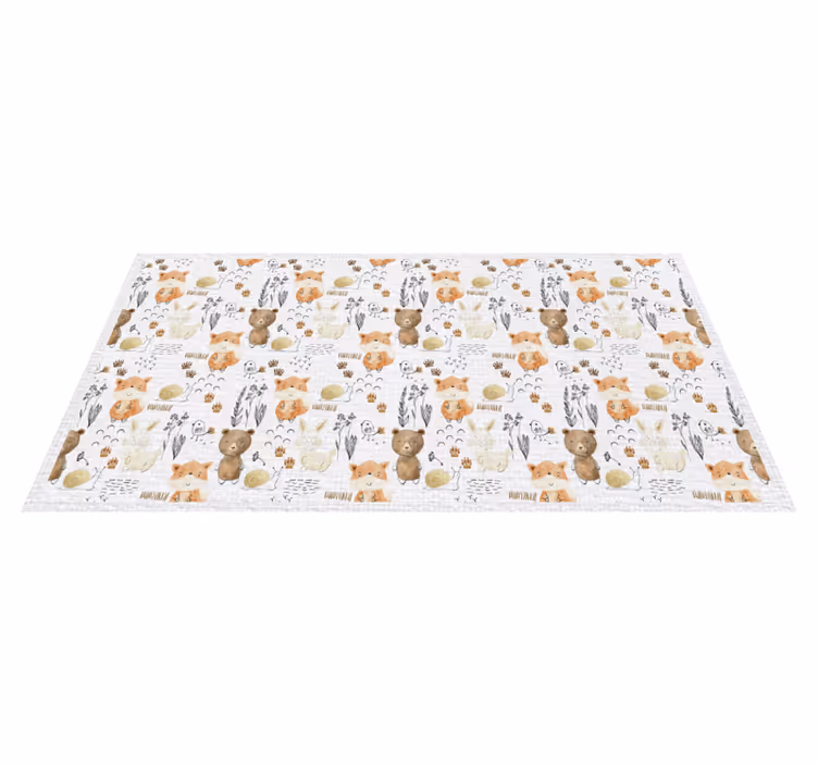 Tapis vinyle enfantamis animaux heureux fôret - TenStickers