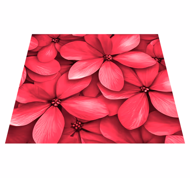 Tapis vinyle couloir fleurs numériques rouges - TenStickers